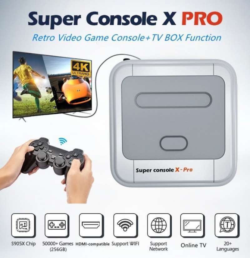 Jual Super Console XPRO 256GB Retro Game Console Builtin 50000