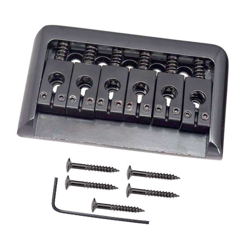 Promo 6 String Electric Guitar Saddle Bridge Tailpiece w/ Screws Wrench Black Diskon 17 di