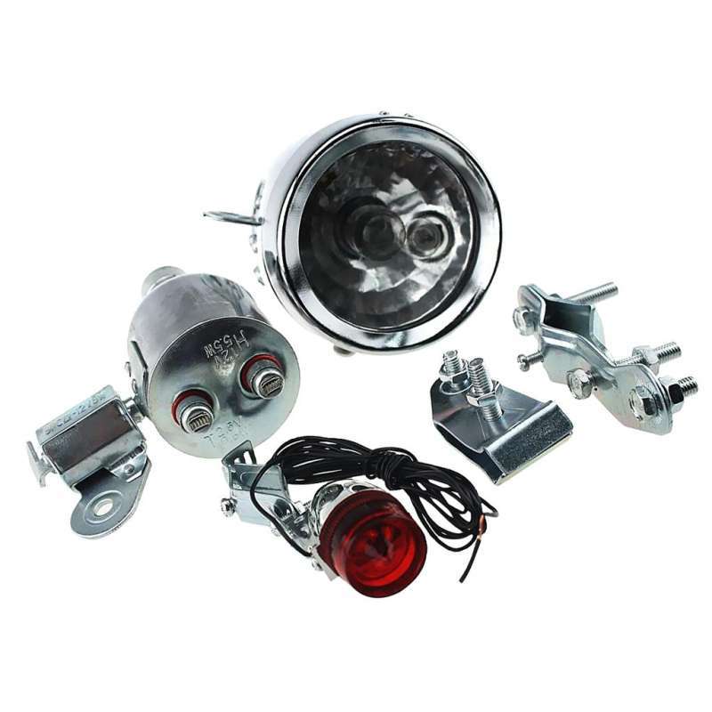 Promo Bike Motorized Friction Generator Dynamo Headlight Tail Light Kit 12VDC 6W Diskon 23 di
