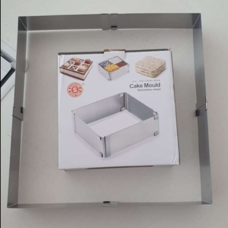 Jual ADJUSTABLE SQUARE CAKE MOUSSE RING UKURAN 15.5CM 28CM TINGGI 5CM
