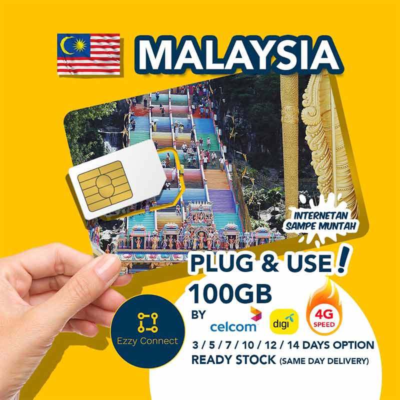 Jual EzzyConnect SIM Card [3 Days/ 100 GB/ 4G+/ / DIGI/ Malaysia