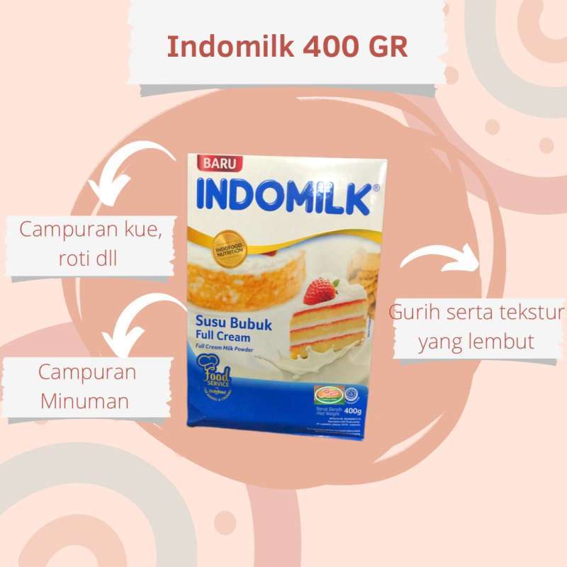 Jual SUSU BUBUK INDOMILK FULL CREAM 400G di Seller Cistin Toko Bahan