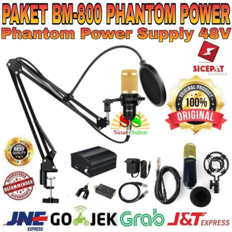 Jual Paket Komplit Mic Condenser Bm 800 Phantom Power Microphone