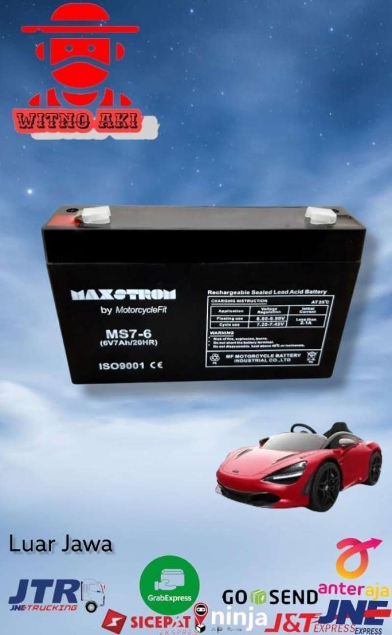 Jual Aki VRLA 6v7ah 6v 7ah MF baterai kering mobilan anak/mainan motor