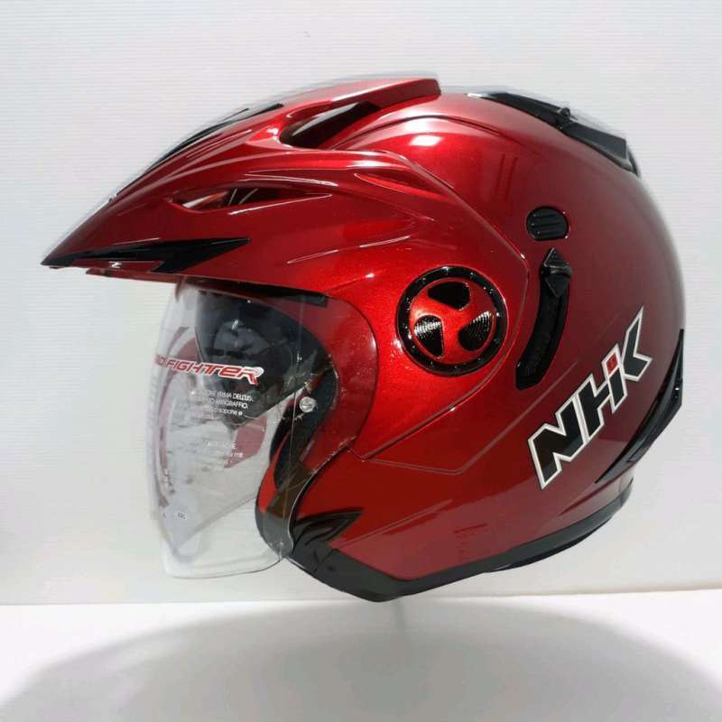 Promo Helm NHK AVIATOR SOLID DOUBLE VISOR Original NHK SNI XL Merah Maroon Diskon 33 di