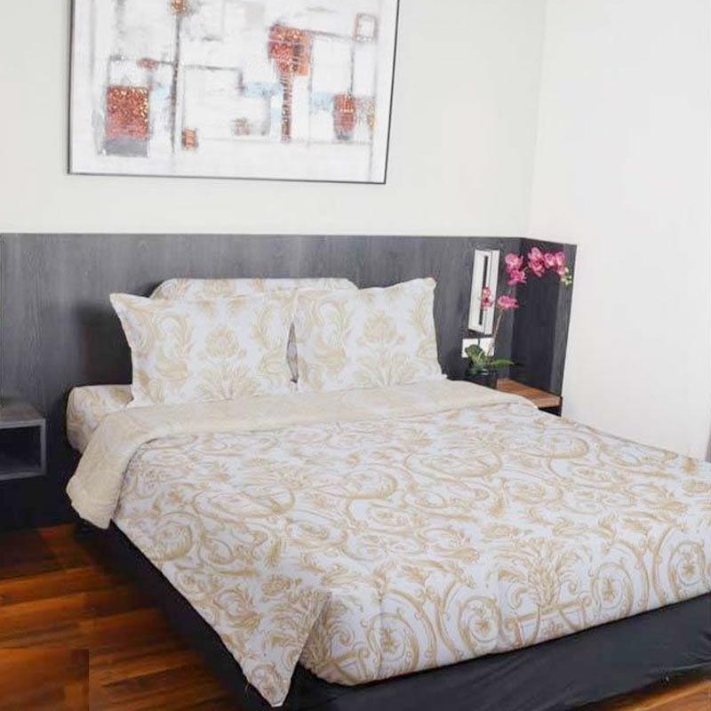 Jual King Rabbit Motif Royale Set Sprei Dan Bed Cover Gold [full Set