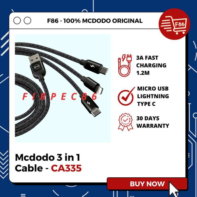 Promo Mcdodo Kabel 3In1 Usb To Lightning + Micro Usb + Type-C Fast