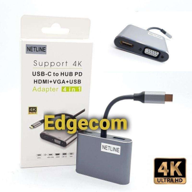Jual TYPEC to HDMI/VGA/DVI/USB 3.0 Converter NETLINE di Seller Ancol, Kota Jakarta