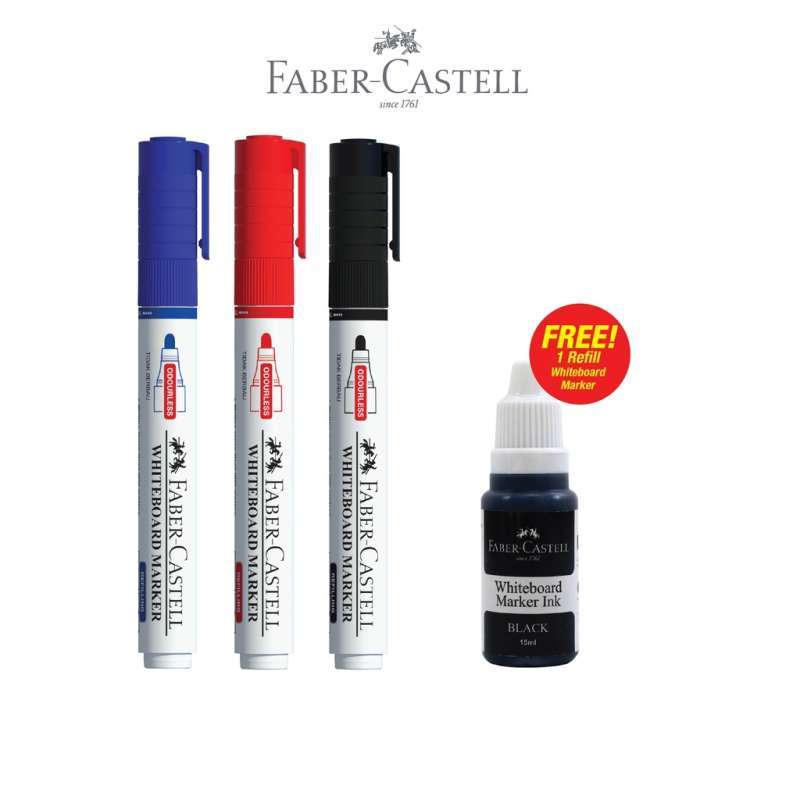 Jual FaberCastell Paket 3 Whiteboard Marker FREE 1 Refill Whiteboard