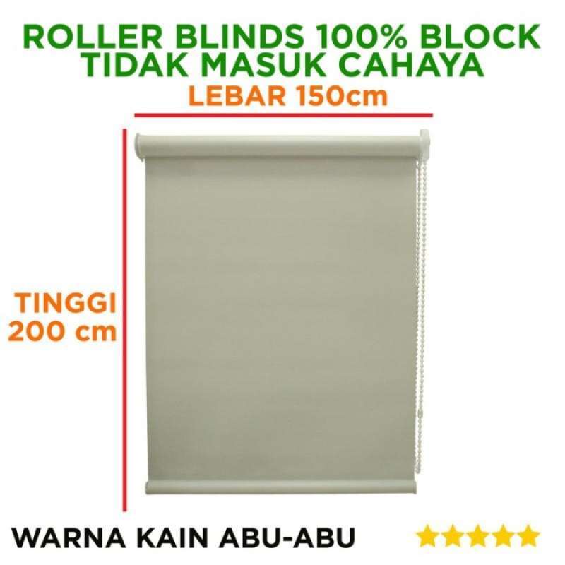 Jual L 150 X T 200 Cm Abu Block Roller Blinds Diy Tirai Gulung