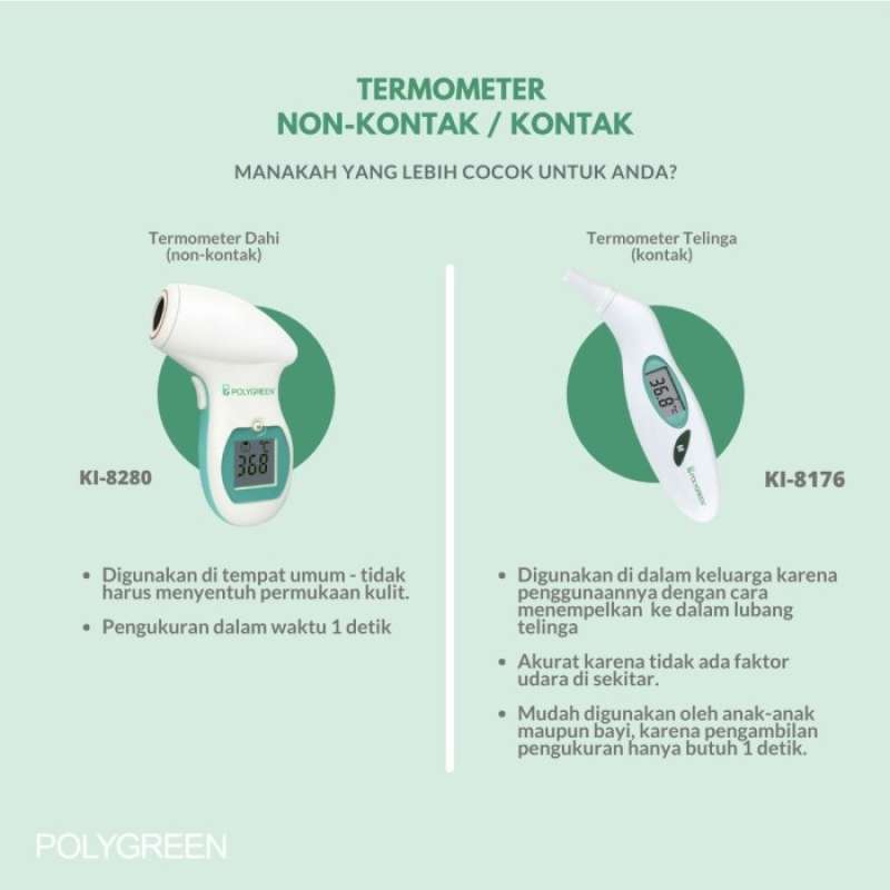 Jual Thermometer Ear Forehead Polygreen Ki 8176 / Termometer Infrared