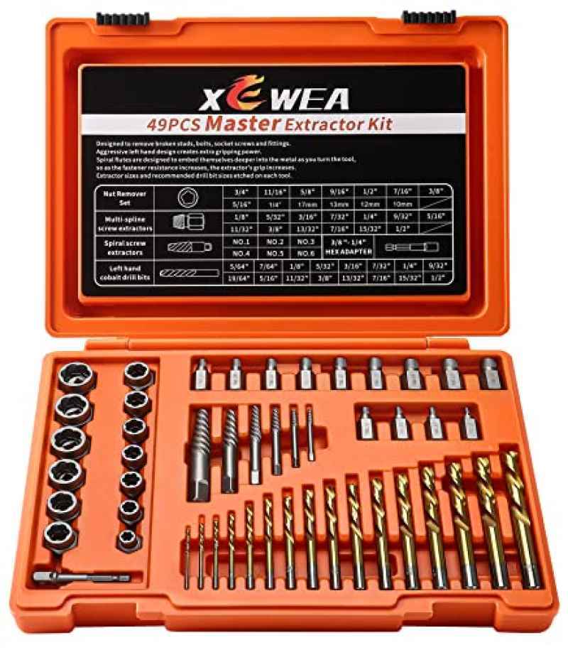 Promo XEWEA Screw&Bolt Extractor Set and Drill Bit Kit, Easy Out Broken Lug Nut Extraction