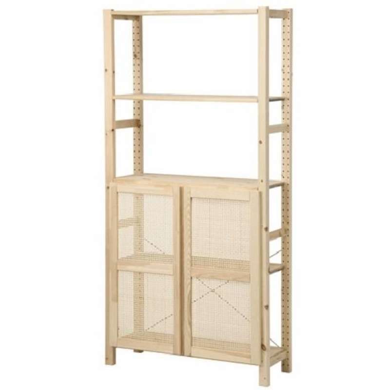 Jual Rak Kayu Pinus 5 Tingkat Kokoh Dg Pintu Serbaguna 89x30x179cm