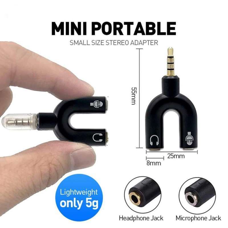 Jual Splitter Audio Out In Jack U Shape 3.5mm Spliter Konverter