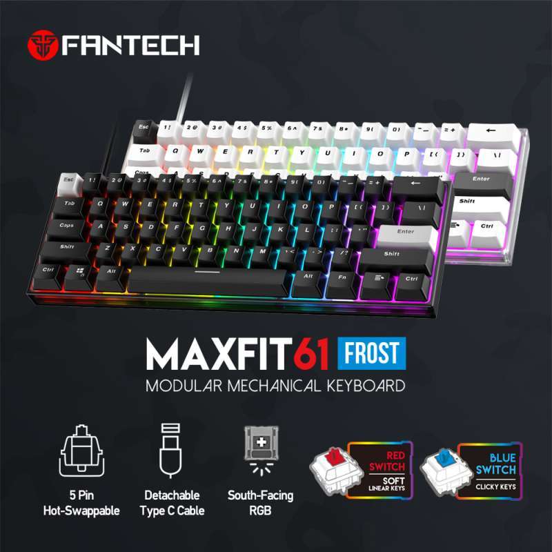 Promo Fantech MAXFIT61 FROST Wired Hostwap Keyboard Gaming Mechanical