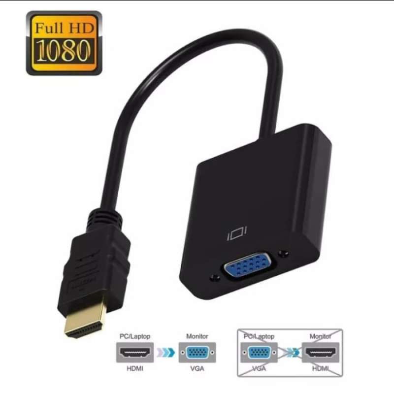 Promo Kabel Converter Hdmi To Vga Full Hd 1080P Black Diskon 11 di