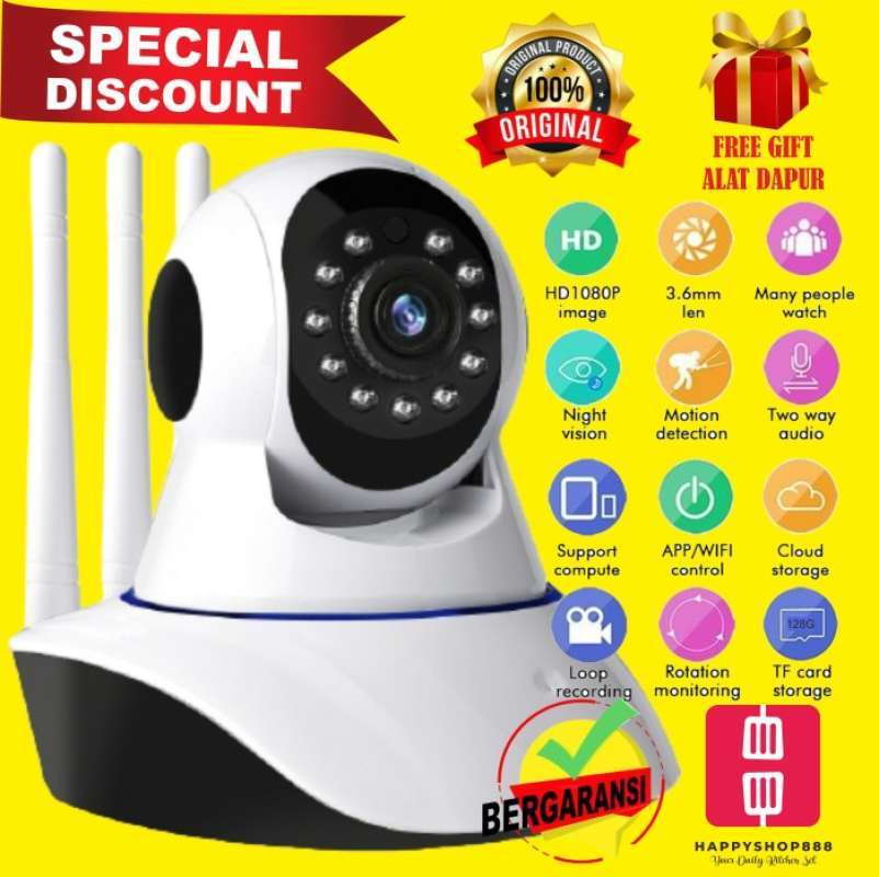 Jual Wifi Smart Net Camera Ip 1080P V380 Pro Ipcam Cctv Wifi 3 Antena ...