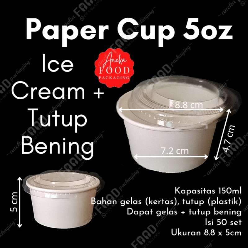 Jual Paper Cup Ice Cream 5Oz+Lid Bening di Seller Holystore99 ...