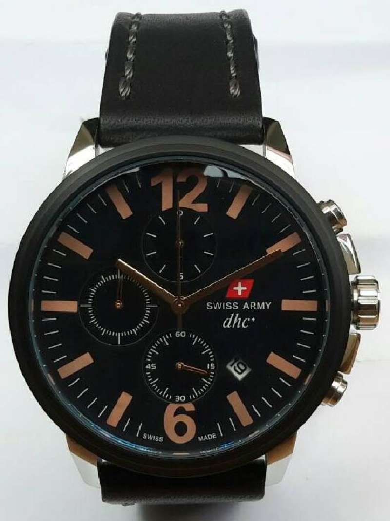 Jual JAM TANGAN Pria Swiss Army 8911 Chronograph Leather strap di