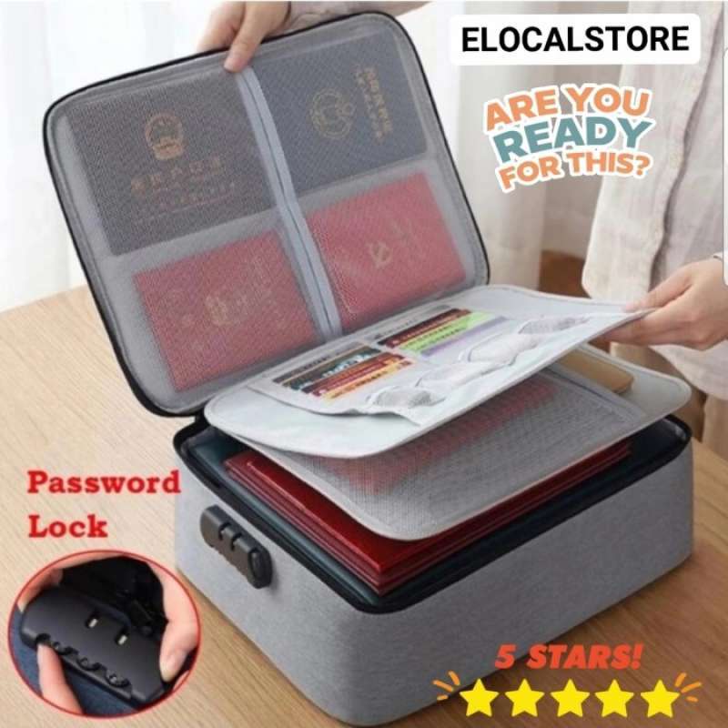 Promo TAS DOKUMEN TRAVEL BAG LENGKAP 3 DIGIT PASSWORD DOCUMENT STORAGE