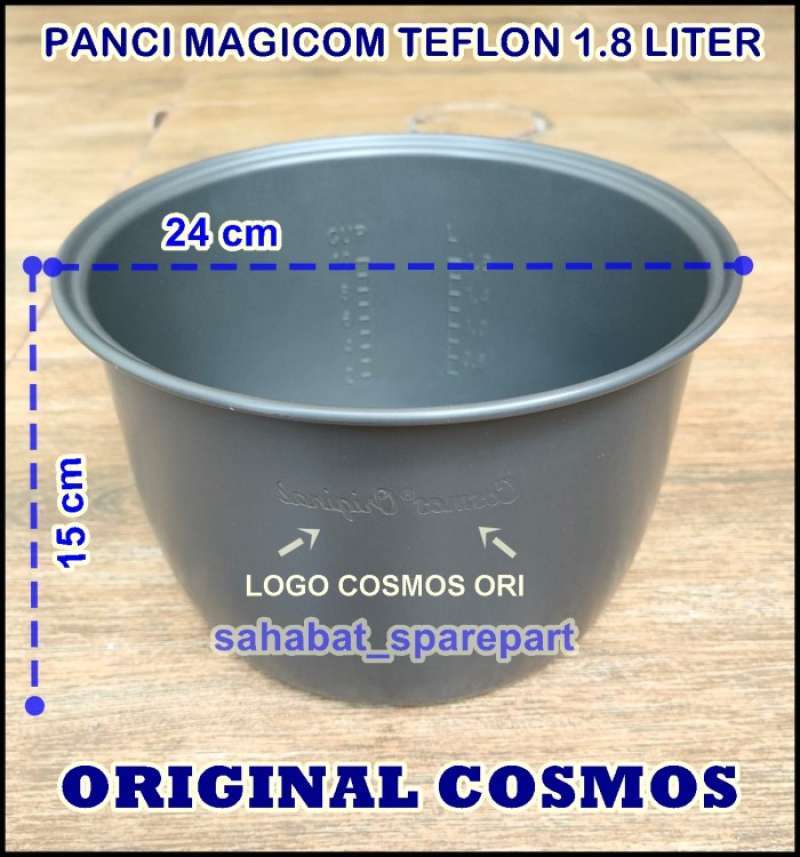 Promo Free Ongkir Panci Teflon Rice Cooker Cosmos 1.8 Liter Tinggi 15 Cm Origin Diskon