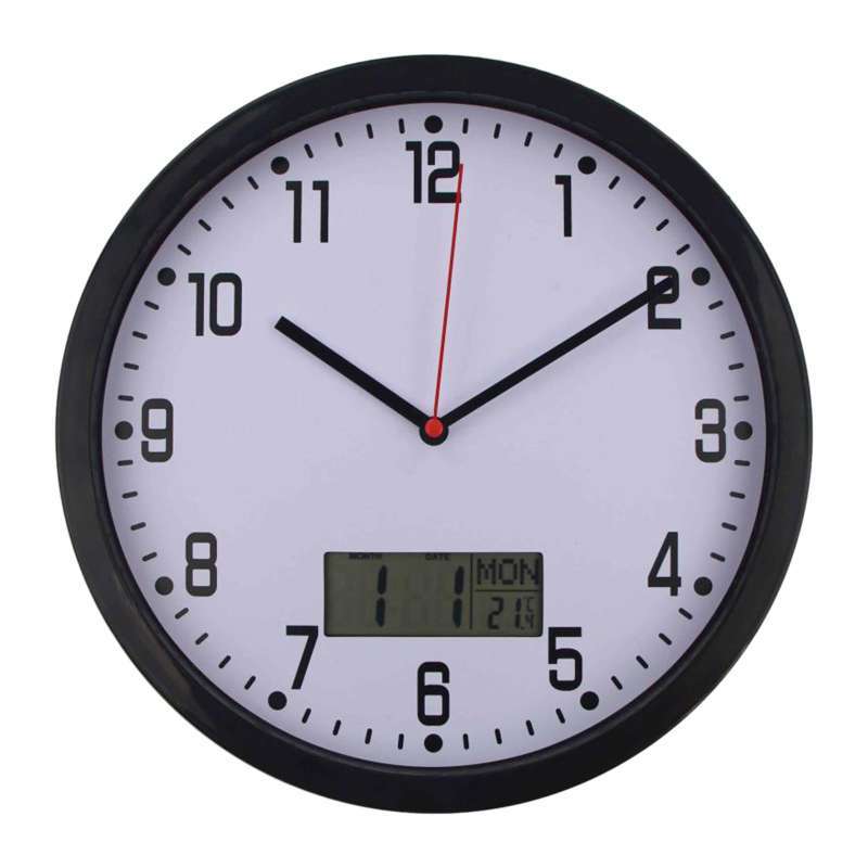 Promo Modern Minimalist Wall Clock with Date and Temperature Large