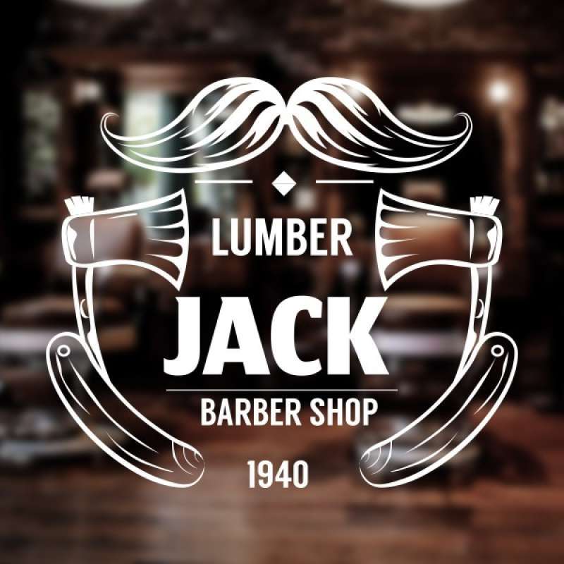 Promo Stiker Jack Barber Shop Custom Pangkas Rambut Kaca Dinding