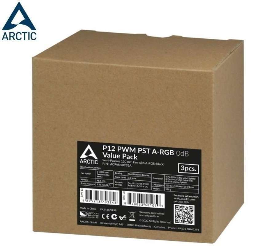 Jual ARCTIC P12 PWM PST A-RGB WHITE 3x 120mm PWM Triple Pack Fan Case ...