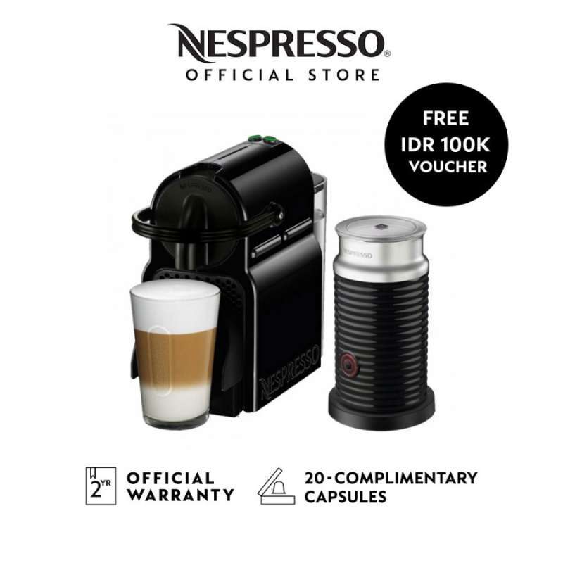 Jual NESPRESSO Inissia Coffee Machine, Black with Aeroccino3 di Seller