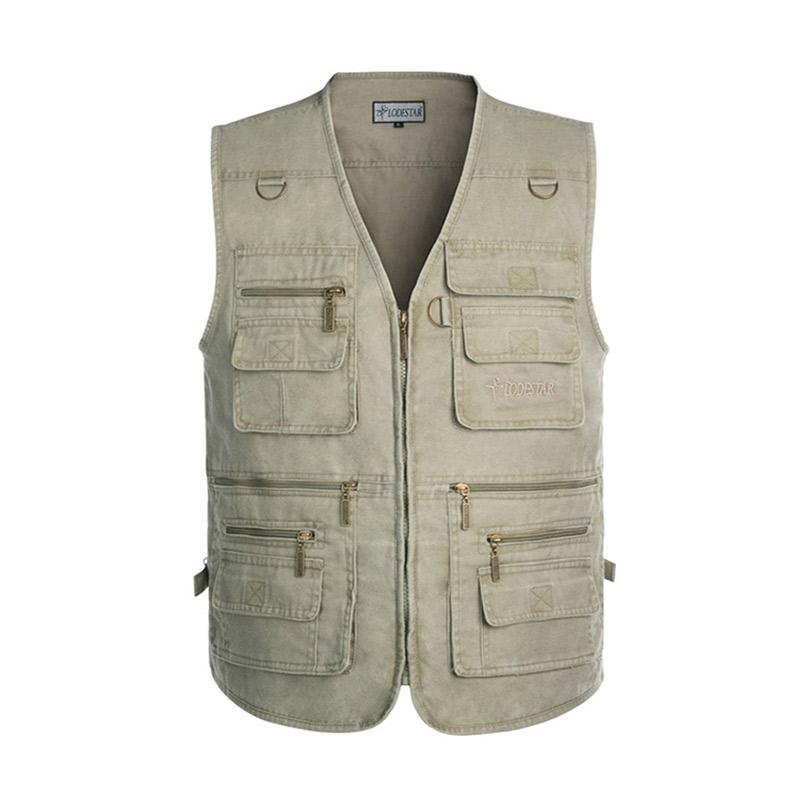 Gilet De Randonnée Lodestar Vintage Kaki Beige – Taille 2XL, Multi Poches Zippées, Idéal Pêche Et Plein Air