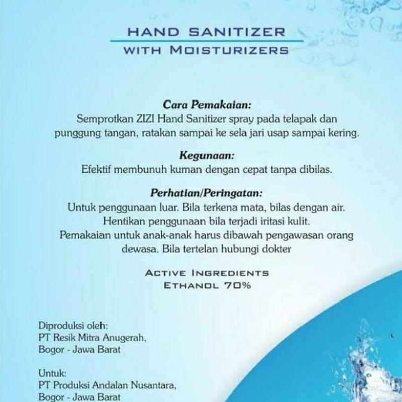 Jual Zizi Hand Sanitizer [Alkohol 70%/1 L] Online April