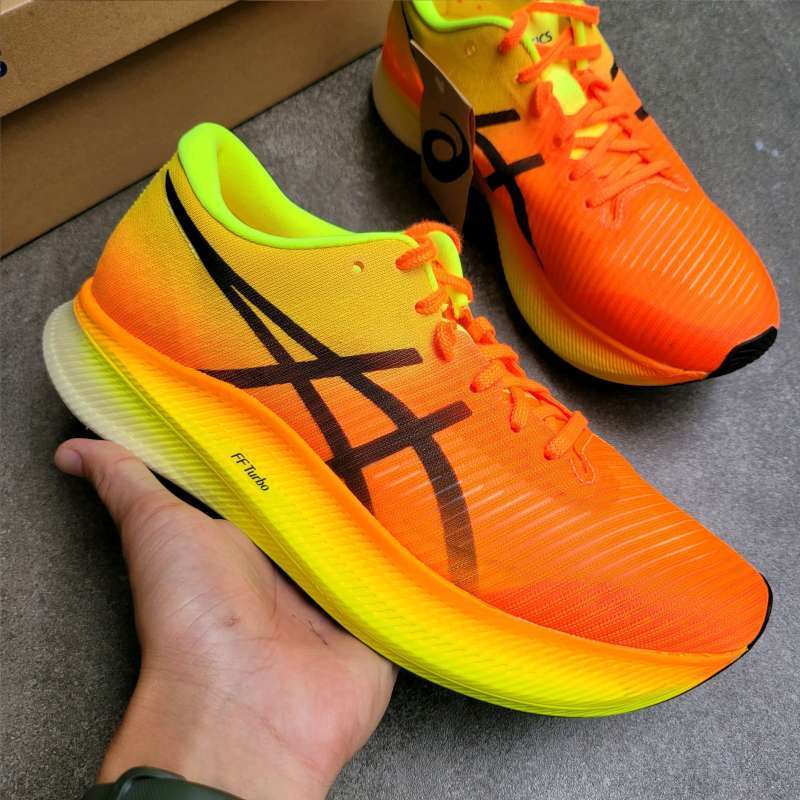 Jual Asics Metaspeed Sky Shocking Orange yellow black running shoe