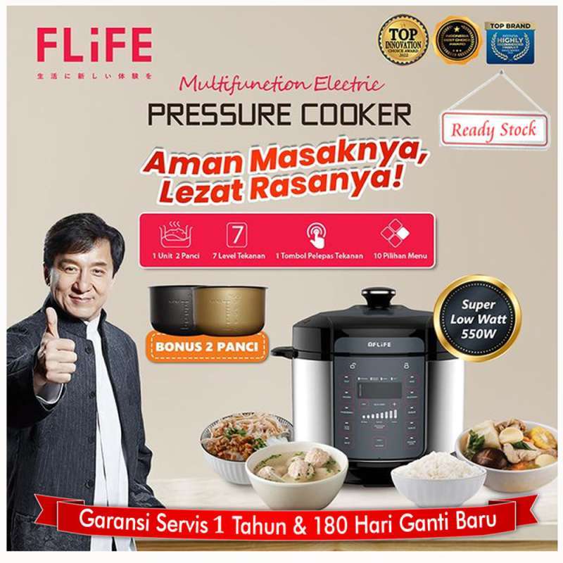 Promo FLIFE All in 1 Pressure Cooker / Presto Rice Cooker Kapasitas 5