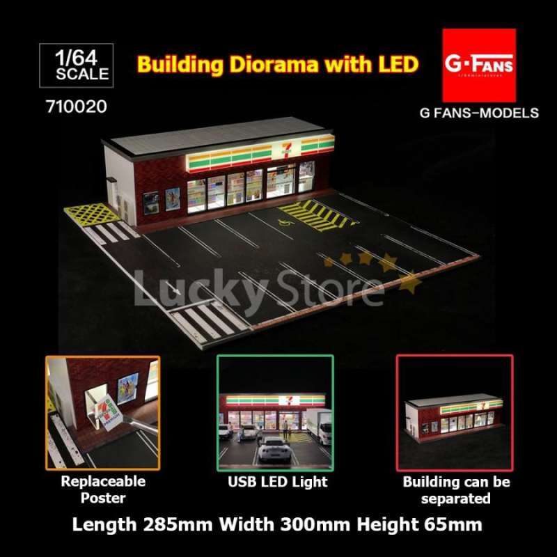 Jual GFans Models 1/64 Premium Diorama Diecast 7Eleven with LED di