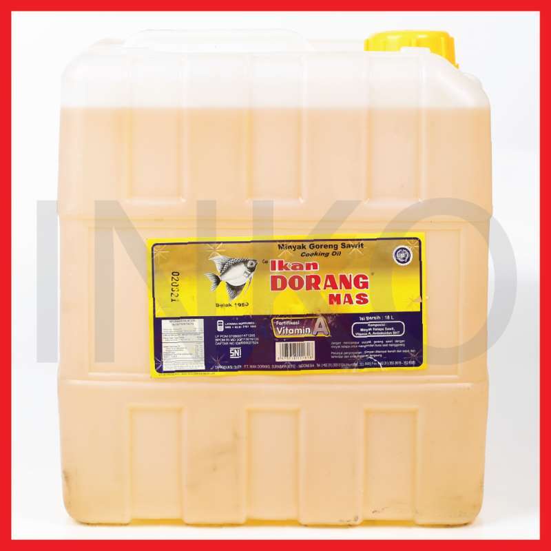 Jual IKAN DORANG MAS MINYAK GORENG SAWIT COOKING OIL VITAMIN A JERIGEN 18L di Seller Babang
