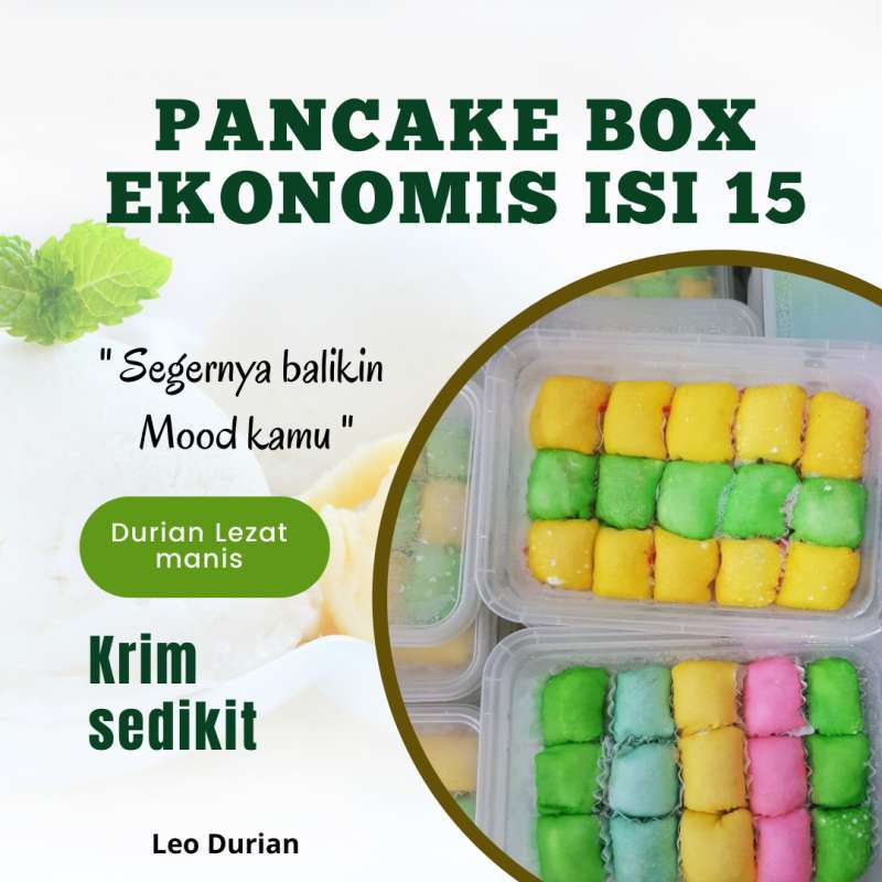 Jual Pancake Durian Box kemasan Ekonomis isi 15 OP dan Rainbow di