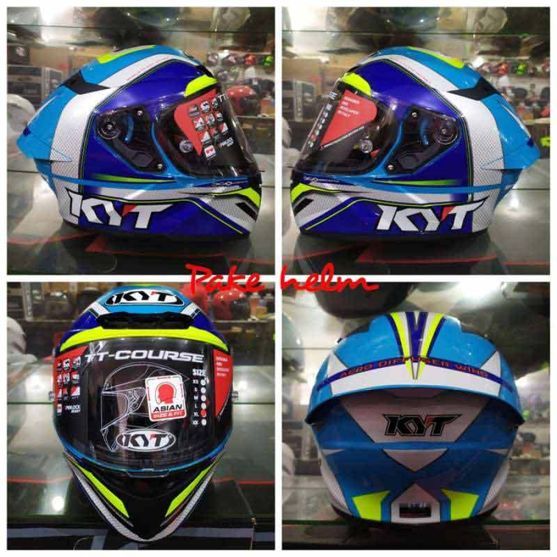Jual HELM KYT TT COURSE GRAND PRIX WHITE BLUE HELM KYT FULL FACE di