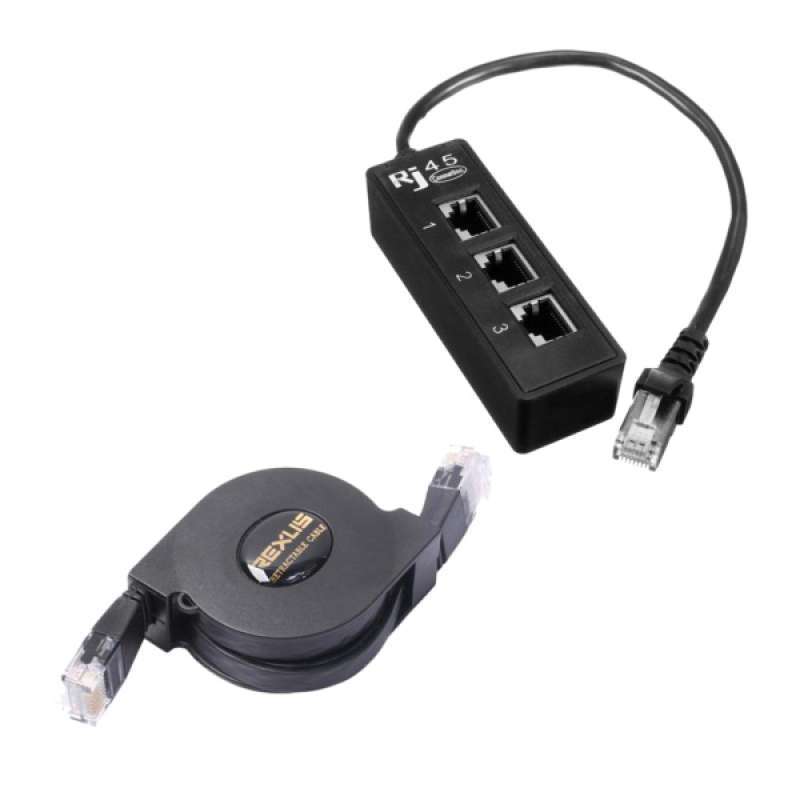 Jual 1 to 3 RJ45 LAN Ethernet Network Splitter Converter+Retractable ...
