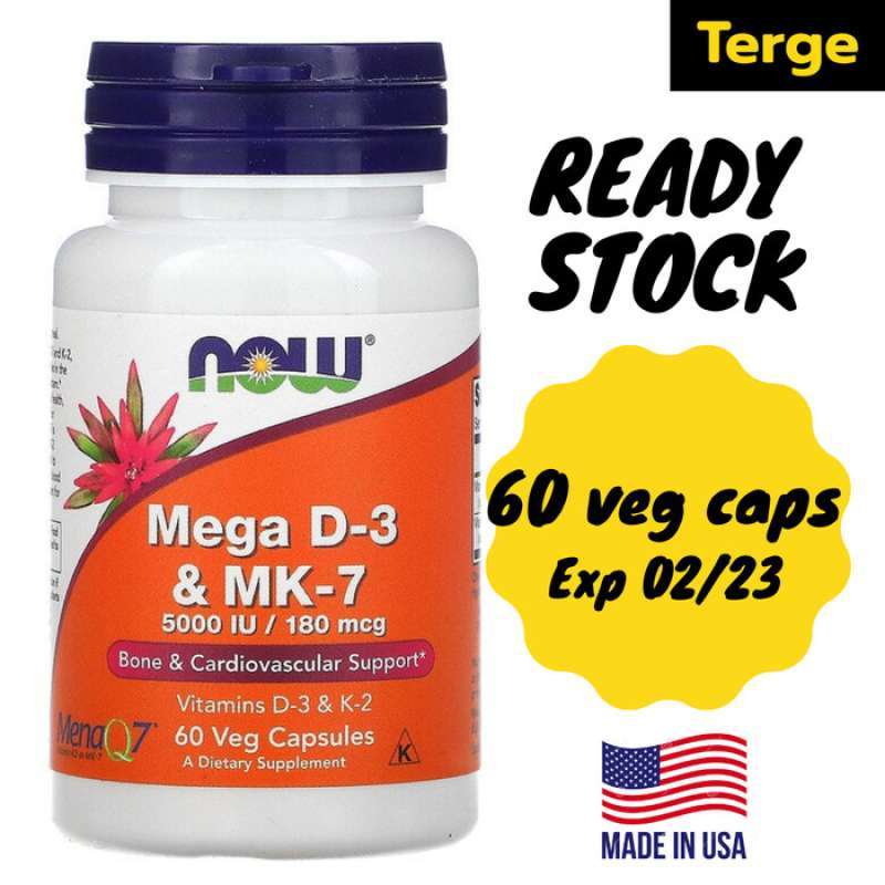 Jual VITAMIN D NOW MEGA D3 5000 IU MK7 180 MCG 60 VEG CAPSULES di