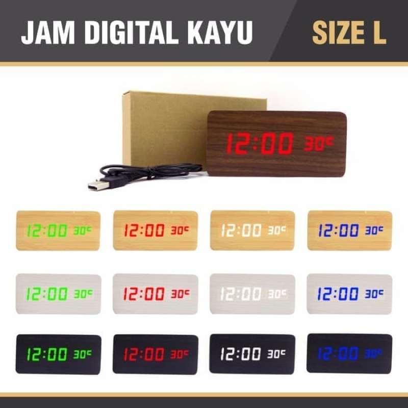 Promo Jam Digital Kayu / Jam Wooden Digital [ BESAR ] SE Diskon 20 di