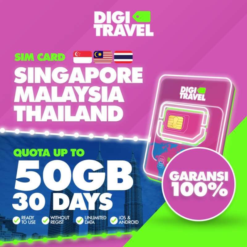 Promo DIGI TRAVEL Sim Card Singapore Malaysia Thailand Premium Network