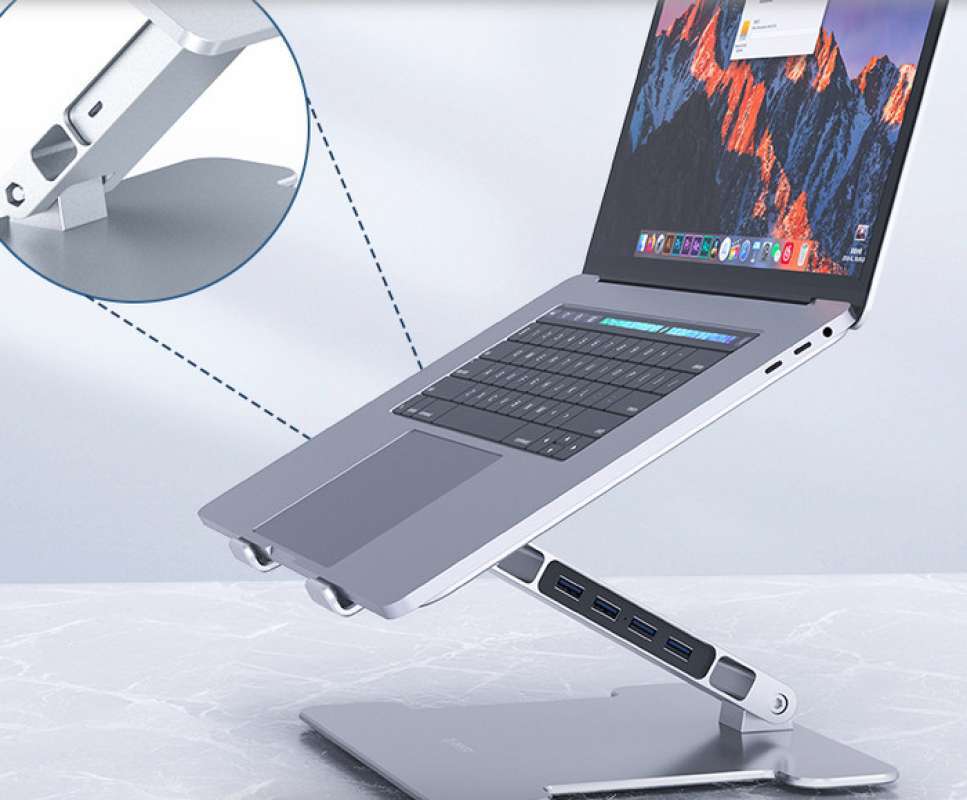 Jual Laptop stand orico aluminium foldable with usb 3.0 hub 4 port lst