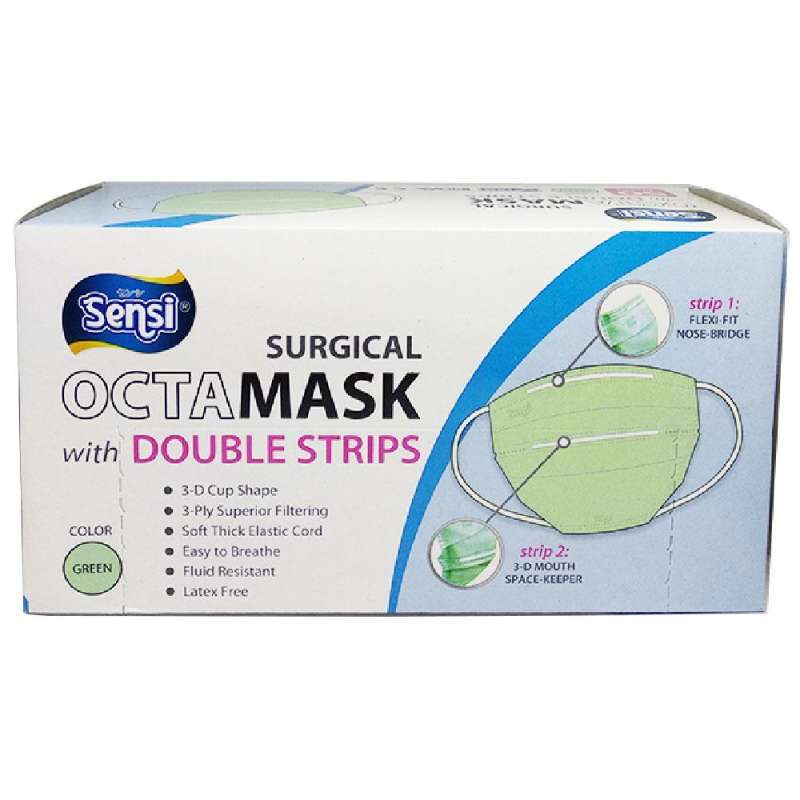 Jual Sensi  Mask  3Ply Surgical Octa Mask  Green 50 Masker 