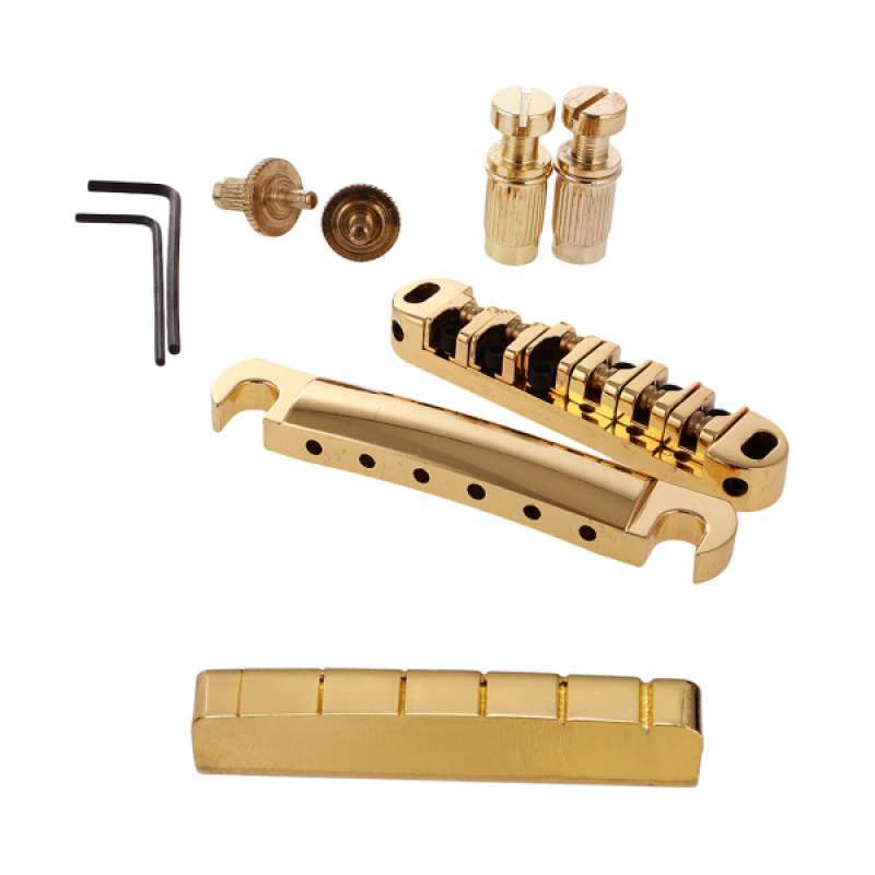 Gotoh Hardtail Bridge With Brass Saddles - Gold (PGTC-101G) For Strat-Style Fixed Bridge Guitars