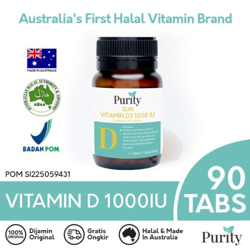 Jual [halal] Purity Sun Vitamin D3 1000 Iu 90 Tablet Made In