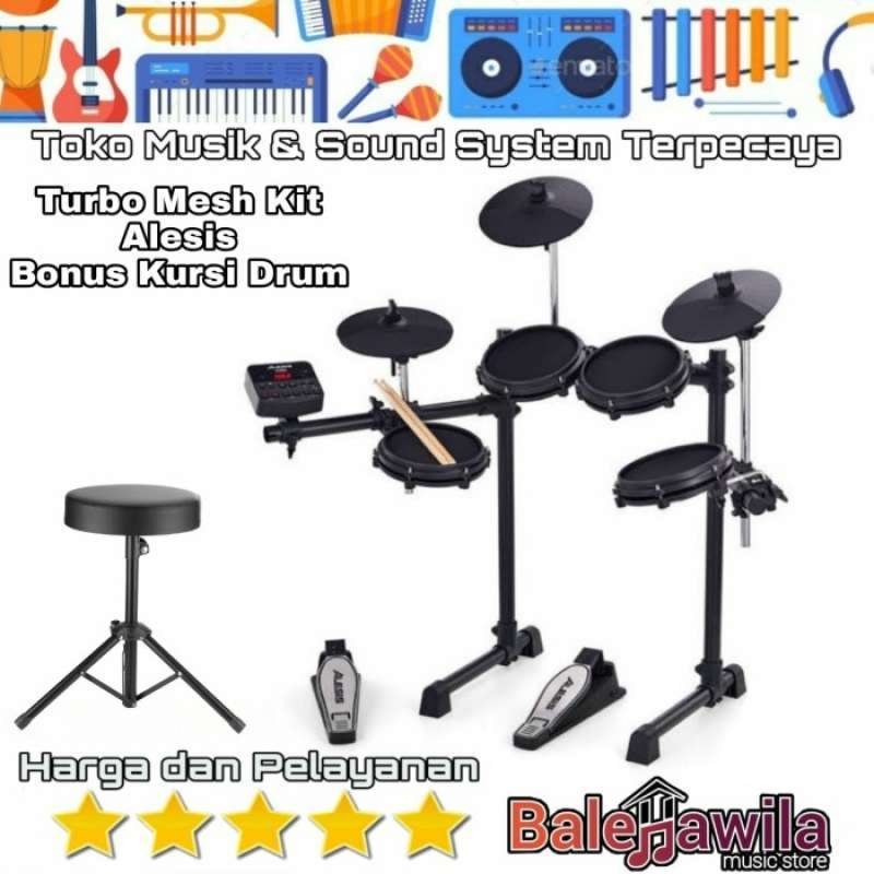 Promo Drum Elektrik Alesis Turbo Mesh Kit (Bonus Kursi Drum) ORIGINAL