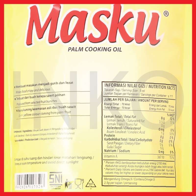 Jual Masku Minyak Goreng Sawit Palm Cooking Oil Vitamin A Gurih Refill 1l Di Seller Inko Curug
