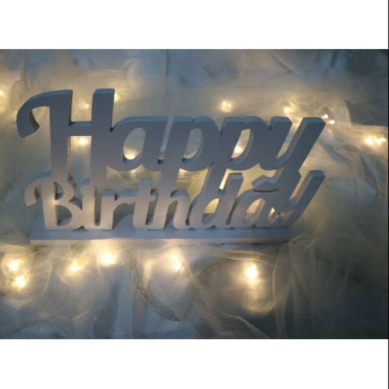 Promo Hiasan kayu happy birthday sabby/tulisan kayu - Abu-abu Diskon 10