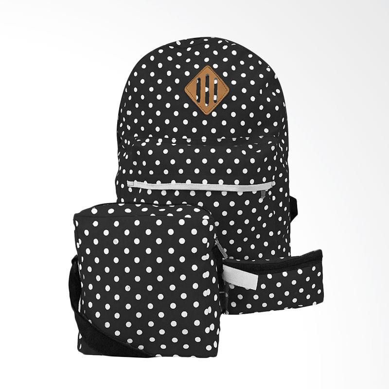Backpack 3in1 Polkadot jual bag stuff 3in1 polkadot set bag hitam Backpack 3in1 Polkadot jual bag stuff 3in1 polkadot set bag hitam