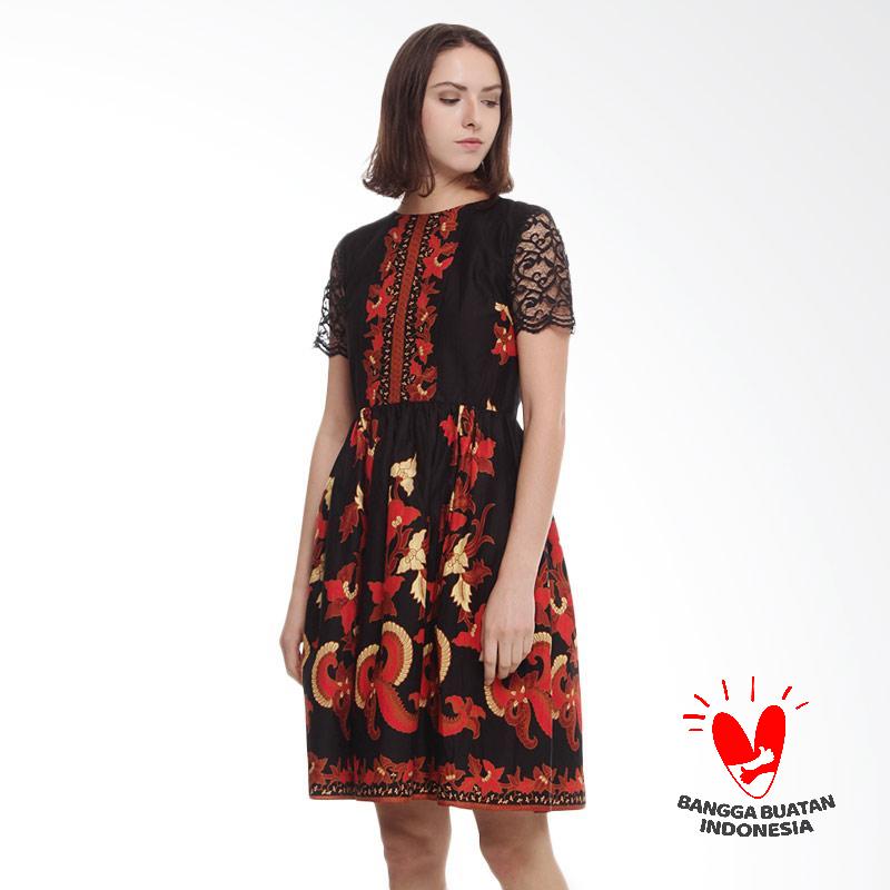 jual benangsari ersita dress terusan batik wanita hitam jual benangsari ersita dress terusan batik wanita hitam